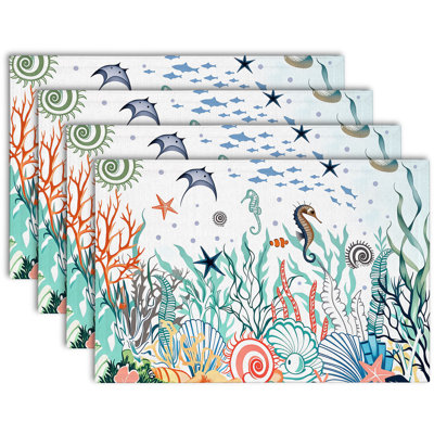 4-Piece Polyester Rectangle Dining Table Placemat