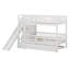 Lit superposé simple avec escalier de rangement, glissade et lit gigogne, cadre de lit superposé en bois massif avec barrières de sécurité-133667948