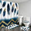 Ensemble de 4 tapis de salle de bain aquarelle plumes bleues