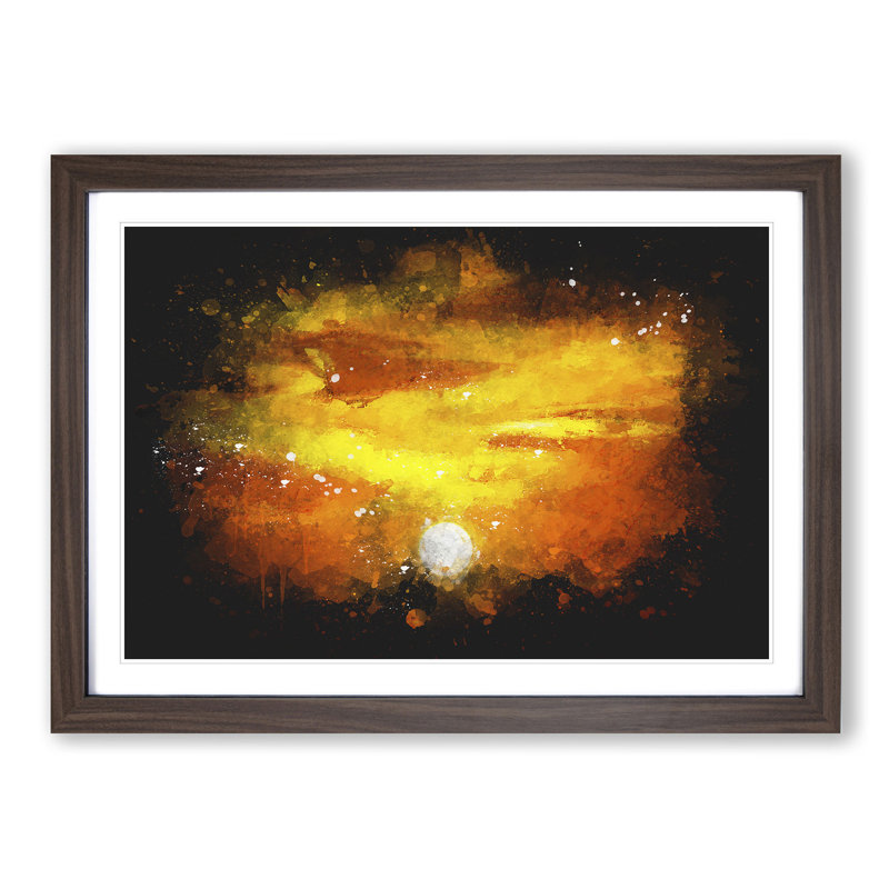 Striking Orange Sunset - Picture Frame Graphic Art Print, 33cm H x 45cm W x 2cm D, Walnut Framed