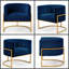 Chaise d'appoint Mid-Century moderne en velours bleu marine avec structure en métal doré et dossier incurvé-1321794838-1321794924