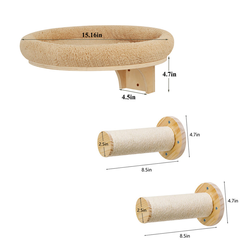 Cat Bed with Scratching Post Set