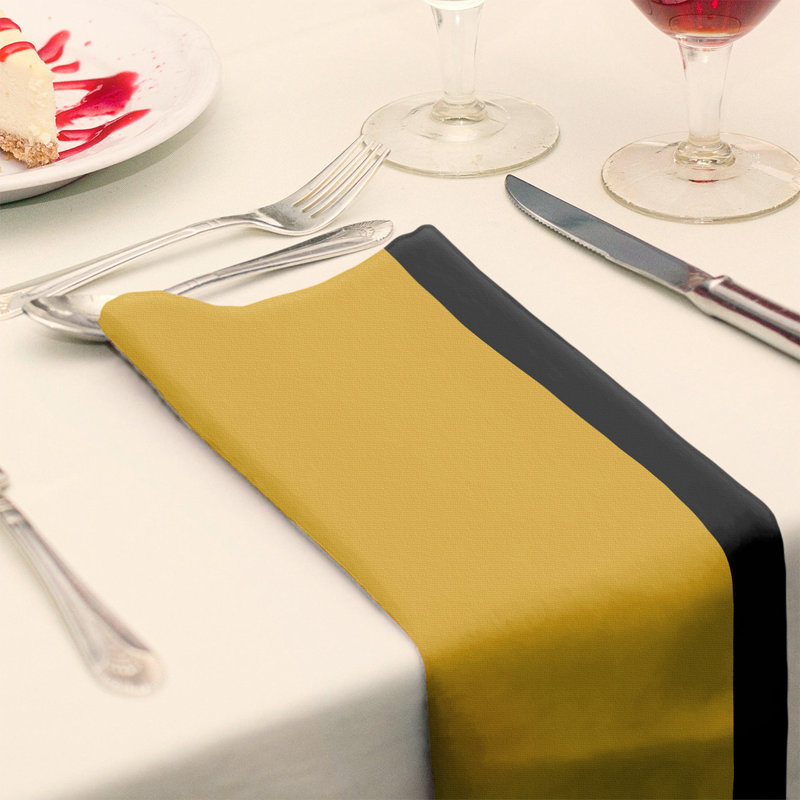 Striped Square Napkin, Blue/Gold/White, 10" H x 10" W x 0.25" D, Poly Twill
