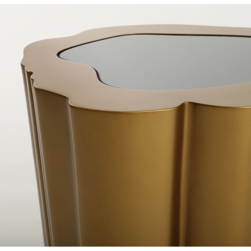 Amorphous Cocktail Table W/Glass Top, Bronze