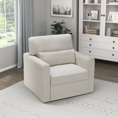 Darrielle 35" Modern & Contemporary Swivel Armchair with Boucle Fabric Upholstery, 360-Degree Swivel, Foam over Pocket Coils