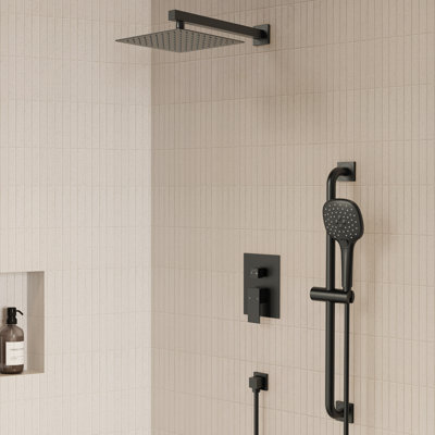  Pressure-Balanced Shower System ,10-Inch Rainfall Shower Faucet with 3-Function Handheld Shower