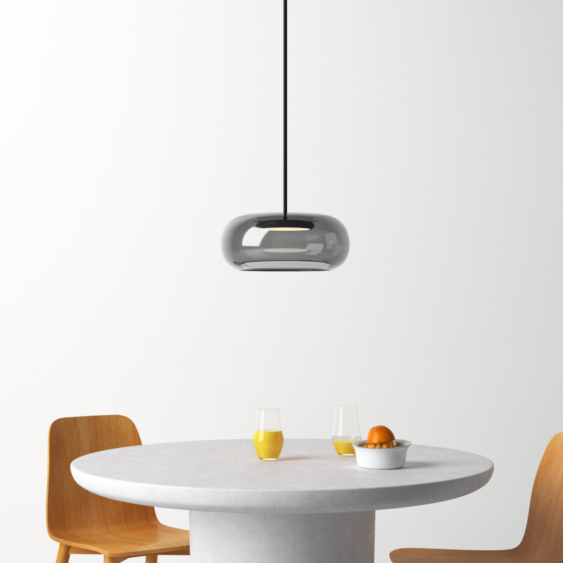1-Light Single Drum LED Pendant, Smoked