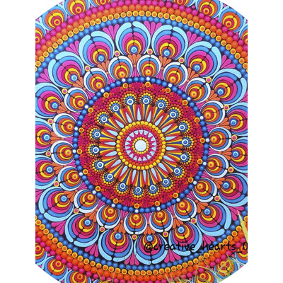 Art mandala coloré à pois colorés par Manisha | Acrylique sur panneau de fibres à densité moyenne rond