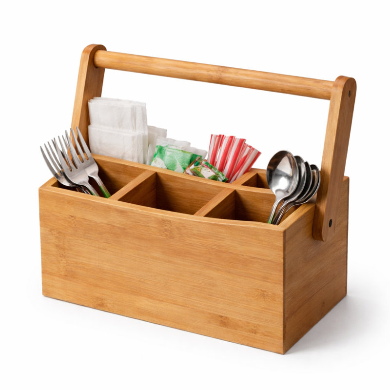 Bamboo Rectangle Flatware Caddy, Espresso
