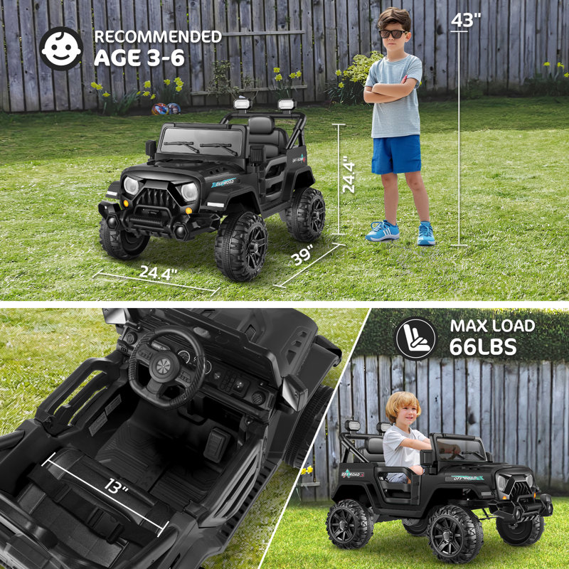 Himimi 1 Seater All-Terrain Vehicles Battery Powered Ride On with Remote Control, Black