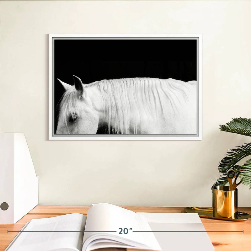 Blanc sur noir I, Cadre flottant blanc, 13 po x 9 po