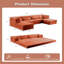 Canapé à compression, canapé convertible au sol, canapé modulaire désossé bricolage, aucun assemblage requis, tissu polaire circulaire, surdimensionné à 4 places avec 2 repose-pieds, orange-1177954550