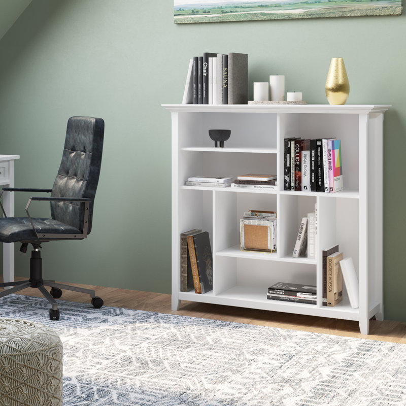 Amherst 44"W Solid Wood Multi Cube Bookcase with 8 Different Sized Storage Cubbies, White