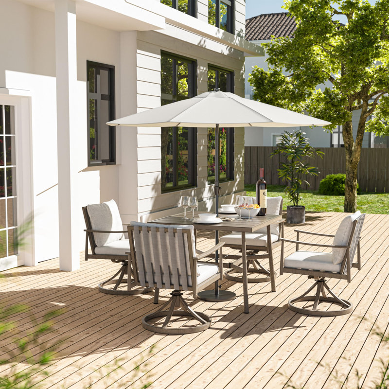 Chaise de patio pivotante avec coussins, chaises de patio berçantes en aluminium (ensemble de 2), Brun