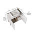 Meuble-lavabo autoportant blanc de 30 po avec lavabo, comptoir, 2 portes d'armoire à fermeture douce, style romantique français, lavabo en céramique de haute qualité, armoire de rangement à porte rectangulaire, conception rayée,-121114218-121114221