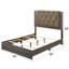 Lit tête de lit capitonné en tissu de style chêne gris rustique, structure en bois, pieds fuselés, 4 lattes, pièce indispensable pour le sommier, capacité de charge de 660 lb, espace libre au sol de 4 po, profondeur de 79 po,