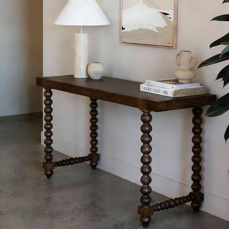 Console américaine de style rétro brun, H 30,7 po x l 55,1 po x P 17,7 po