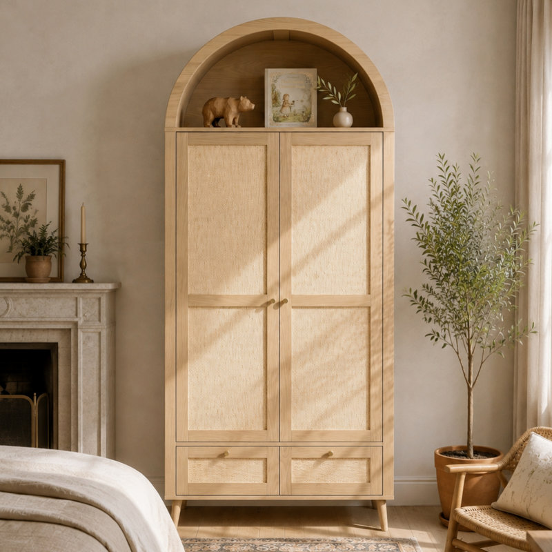 2 Door MDF Wardrobe, Natural