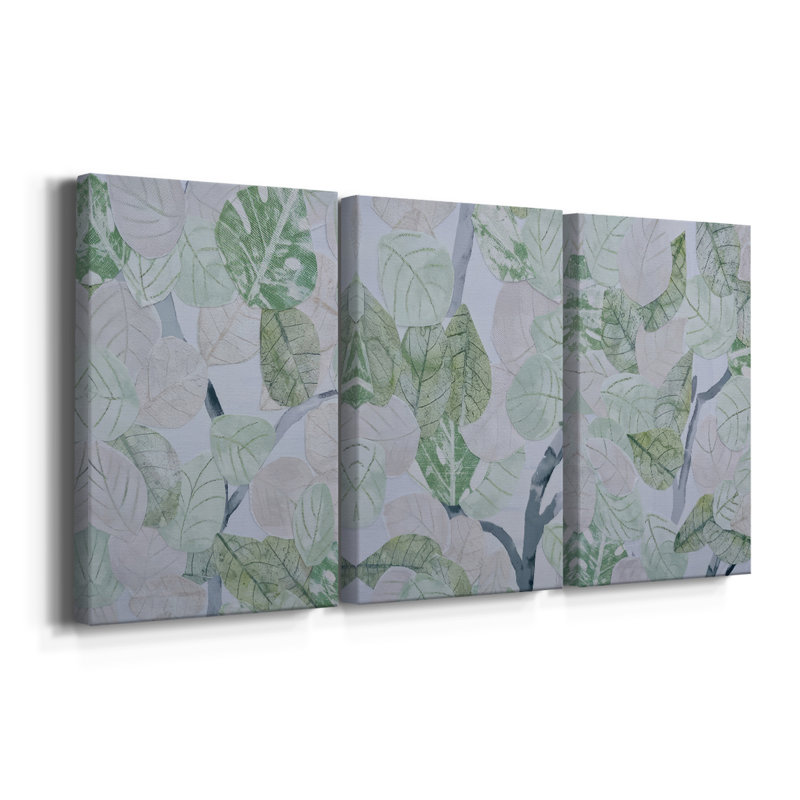 Aspen Spring Leaves I - Toile tendue avec châssis sur mesure - 3 pièces, H 12 po x l 24 po