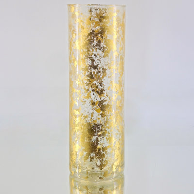 Thassos Gilded Glass Cylinder Vase