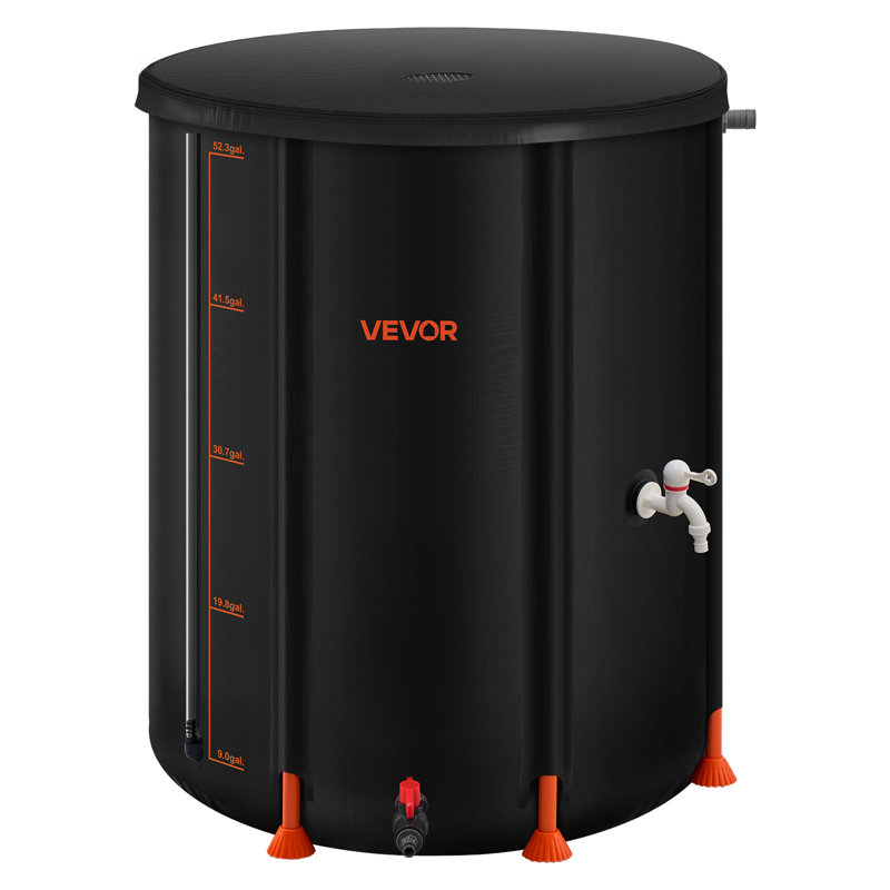 VEVOR 200.6L Polyvinyl Chloride (PVC) Drainable Dual Overflow Rain Barrel