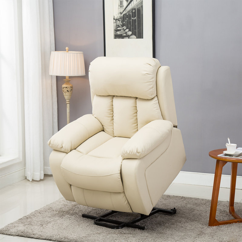 96cm Wide Lift Assist Standard Recliner with Massager, Single Motor Lift Assist, Cream
