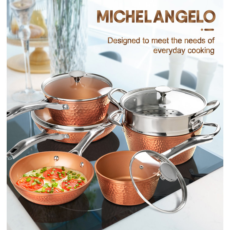  MICHELANGELO Saucepan Set 3 Piece, Copper Sauce Pan