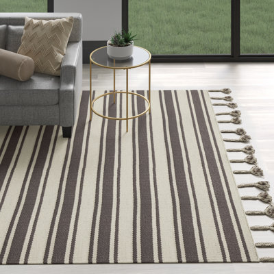 Tapis ivoire / gris tressé à la main Paxtonville