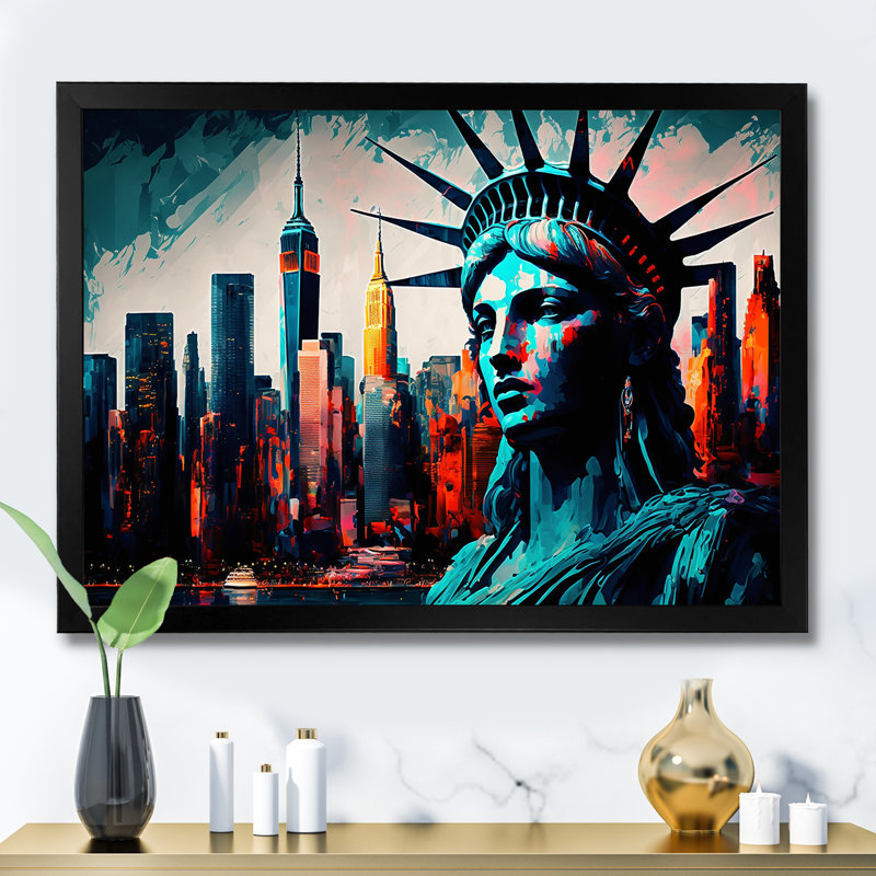 «New York Lady Liberty II», reproduction sur toile, Cadre photo noir, H 12 po x l 20 po x P 1 po