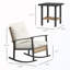 Chaise berçante de patio en osier avec coussins et table capitonnés (2 chaises)-129891684