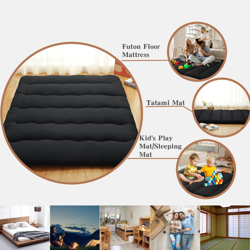 Matelas de futon japonais, Noir, noir, noir, noir, Lit double
