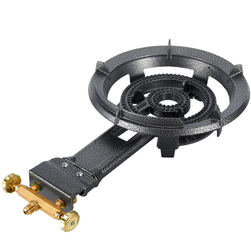 13" Single Propane Burner Stove 90,000 Btu Cast Iron Portable Outdoor Burner With 0-20 Psi Adjustable Regulator And Stainless Steel Hose Perfect For Outdoor Wok Cooking