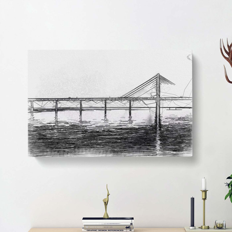Oresund Bridge In Abstract - Wrapped Canvas, 40cm H x 60cm W x 3cm D