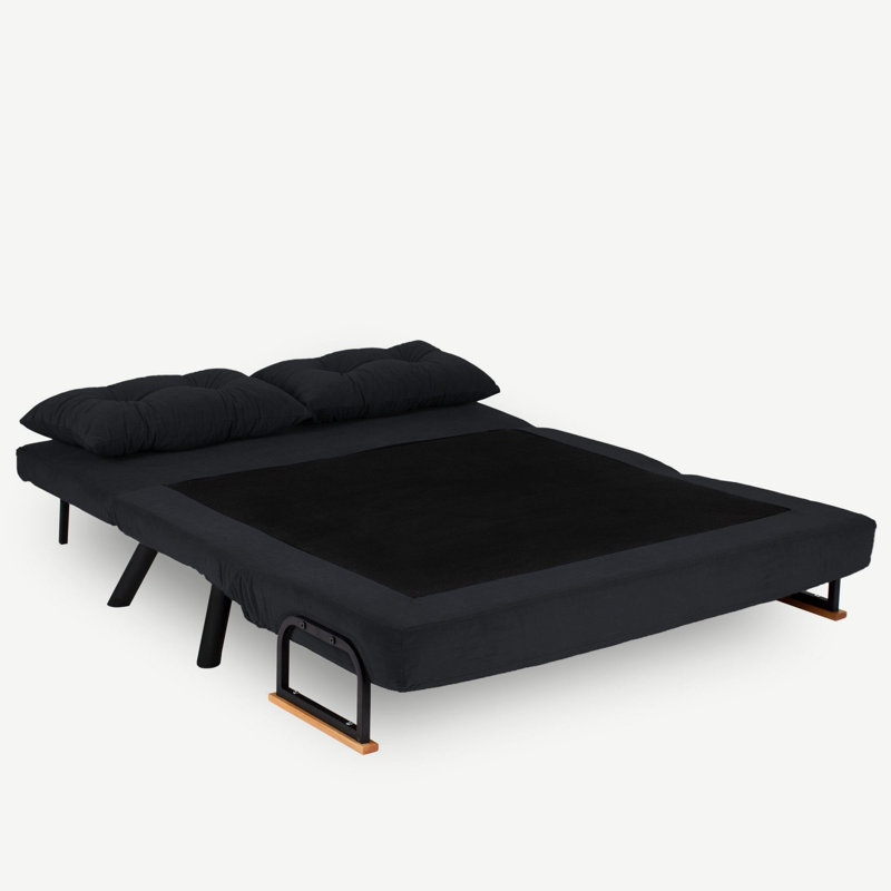 Sherri-Ann 54.3" Upholstered Sleeper Sofa, Black