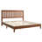  Solid Wood Queen Bed With Grille Headboard, Walnut
