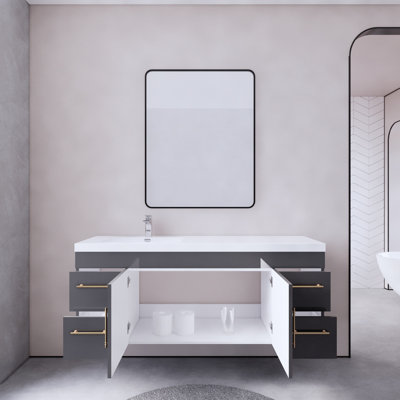 Ensemble de meuble-lavabo mural simple 59 po Bastri