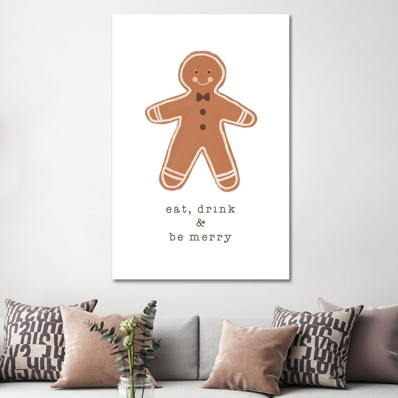 "Manger drink & be Merry" par Orara studio, reproduction d’art, H 60 po x l 40po x P 1,5 po, Toile tendue, Pas de tapis