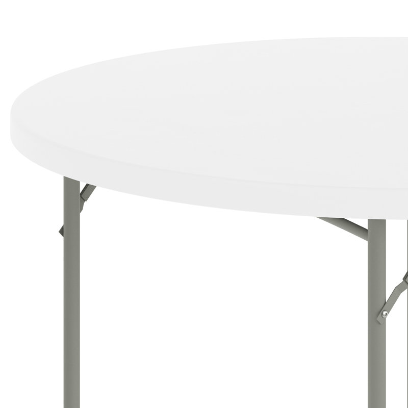 Table pliante en plastique Parker, H 29,25 po x L 48 po x l 48 po, Blanc/Noir