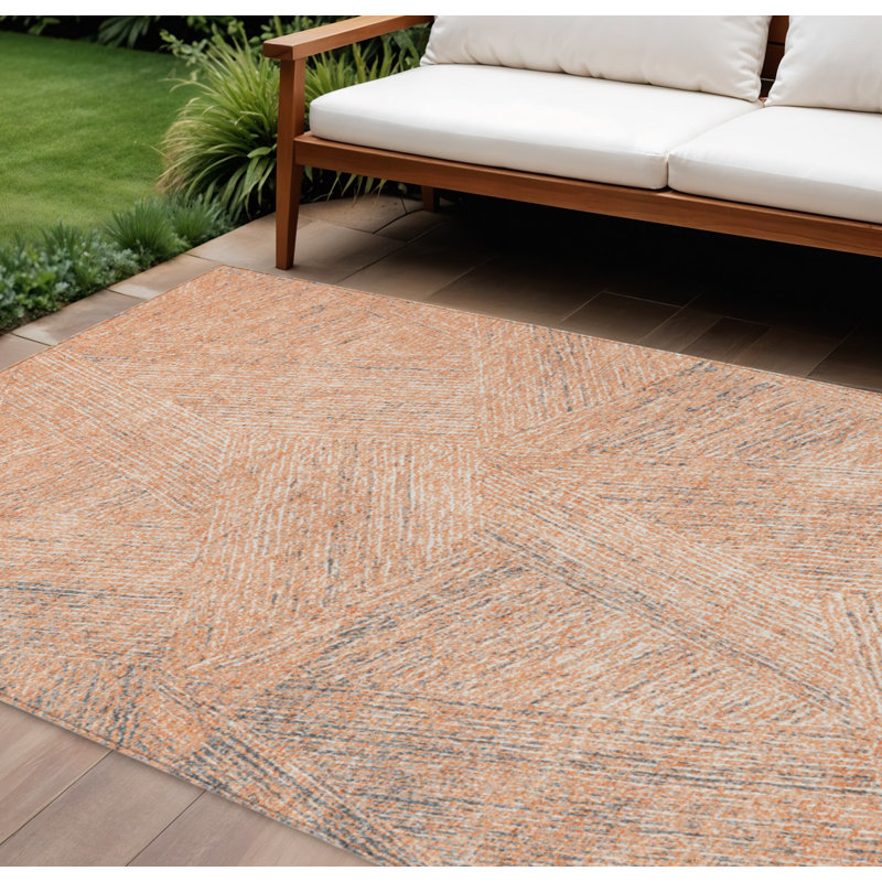 Tapis extérieur lavable abstrait 10 pi x 14 pi pêche