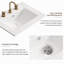 Lavabo vasque de salle de bain 24 po, comptoir de meuble-lavabo en céramique sans drain pratique pour ranger des objets personnels - blanc brillant - 3 trous