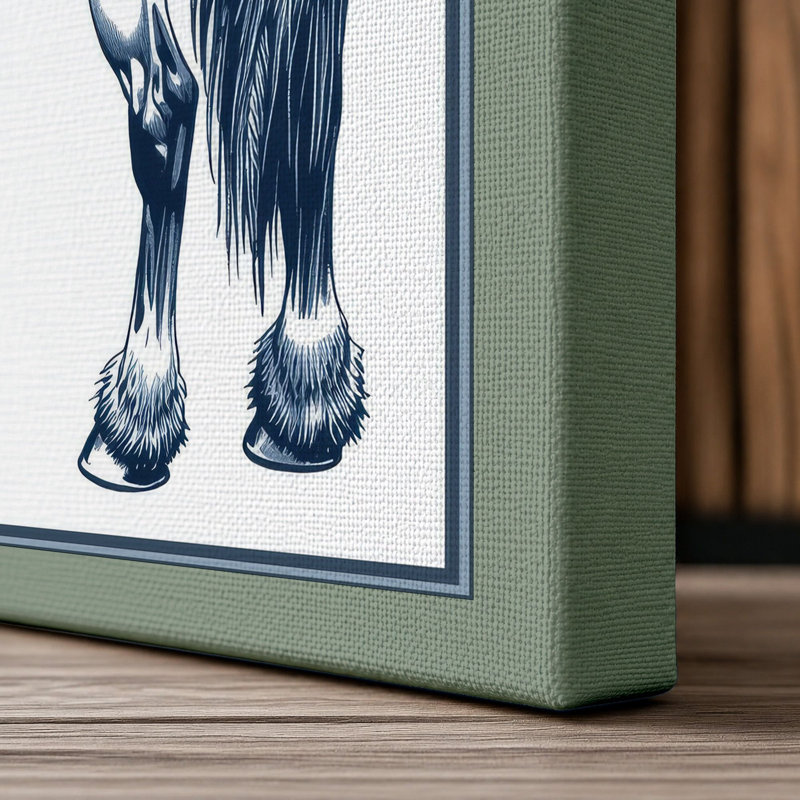 Classical Horse Study Japandi - Wrapped Canvas, 24x16 - 61.0 x 40.6 cm, Sage Border