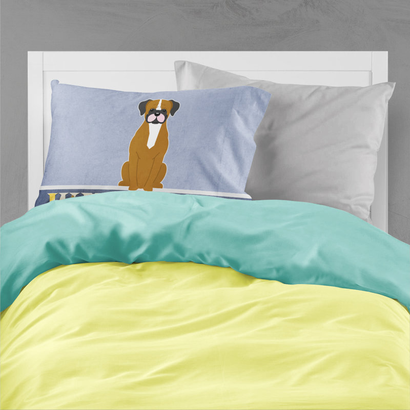 Taie d’oreiller welcome, Boxer fauve et blanc