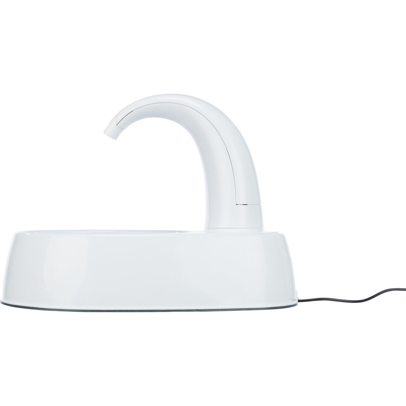 White Curved Stream Pet Water Fountain with Filter, 84.5oz