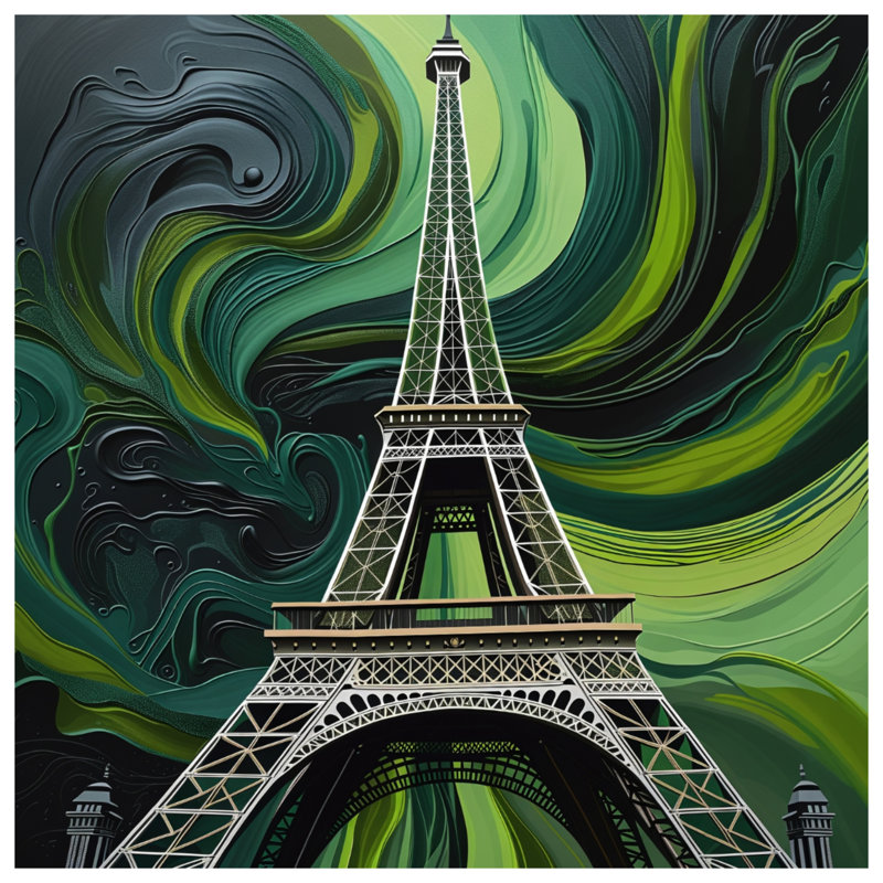 Tapisserie murale Tour Eiffel - Décoration murale architecture, H 104 po x 88 avec 4 œillets