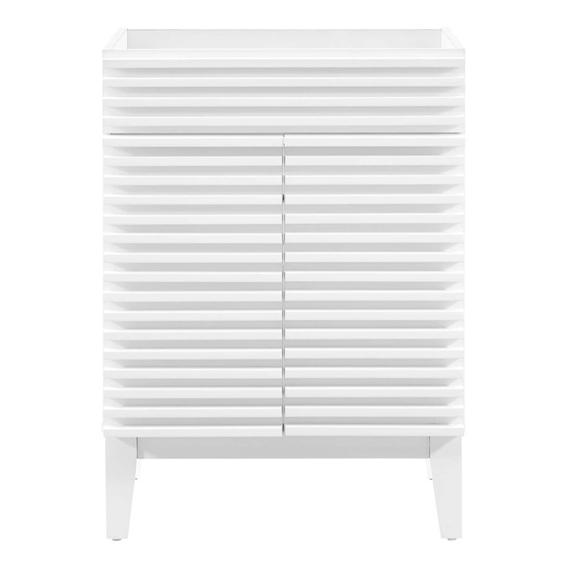 White Freestanding Mid-Century Modern Bathroom Vanity Cabinet