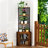 Corner Shelf With Doors, 65" Corner Cabinet With Shelves & Wine Glass Rack, 6 Tier Bookshelf Display Corner Shelves, Freestanding Corner Storage Stand For Kitchen, Living Room, Balcony
