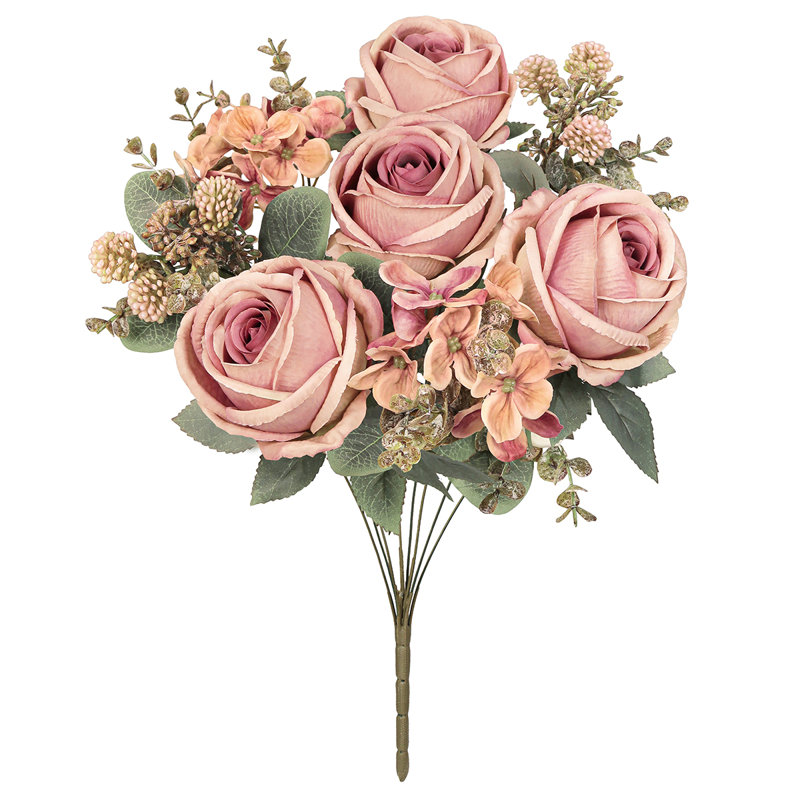 Bouquet de tiges de baies artificielles mixtes, Café rose