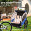 2-en-1 Double 2 places Vélo Remorque Vélo Jogger Poussette Pour Enfants Enfants Pliable Pliable Avec Pivot Roue Avant