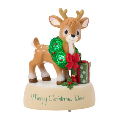 Precious Moments Merry Christmas Deer Light Up Musical Figurine 5.55 Inch