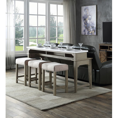 Charlesia 4Pc Marble & Weathered Gray Finish